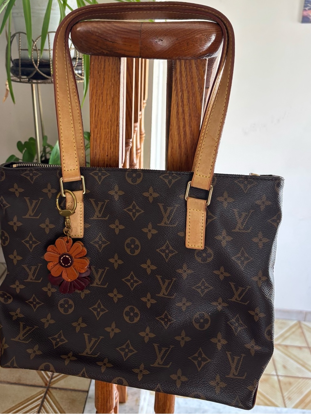 Louis Vuitton Monogram Canvas Brown Tote with Leather Straps.